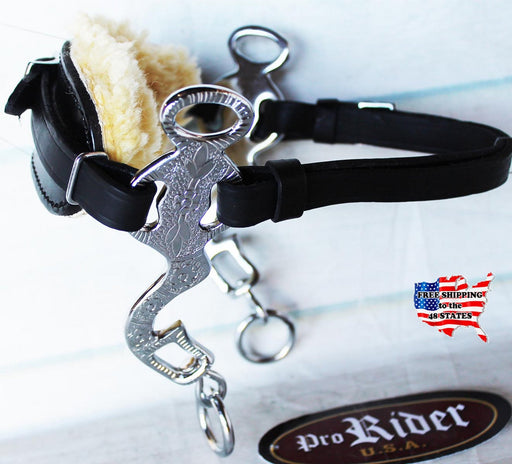 Horse Saddle Adjustable Leather Bitless English Western Engraved Hackamore 35H19