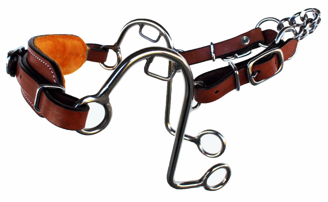 Horse  Saddle Adjustable  Fleece Leather Bitless English Western Hackamore 35H29