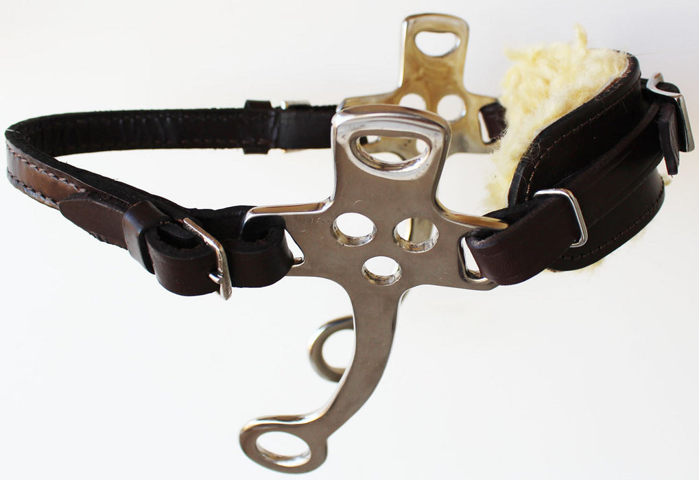 Horse  Western Fleece Padded Brown Leather Stainless Steel Adjustable Hackamore 7" Cheeks 35H38
