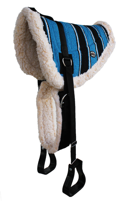 Horse Western Treeless Fleece Padded Bareback COTTON NAVAJO Pad Stirrups 39138.