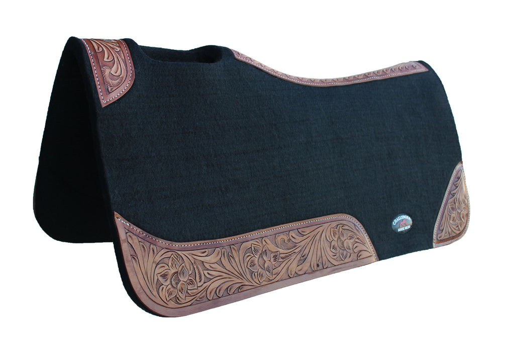Horse SADDLE PAD Western Contoured Wool Felt Moisture Wicking Saddle Pad 39177