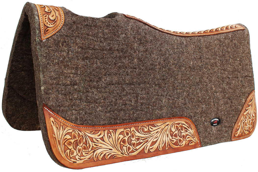 Horse SADDLE PAD Western Contoured Wool Felt Moisture Wicking Saddle Pad 39177