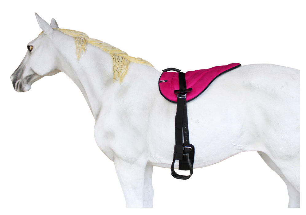 Challenger Western Lightweight Neoprene Padded Bareback Saddle Pad with Stirrups & Cinch – Contoured Synthetic Suede Top, Non-Slip Neoprene Bottom – 23" x 30"