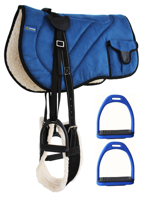 Horse SADDLE PAD Trail Fleece Padded Adjustable Bareback Pad Pocket Stirrups 39193