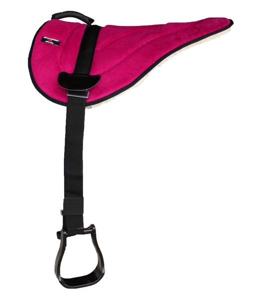 Challenger Western Lightweight Bareback Saddle Pad with Fleece Bottom, Stirrups & Cinch – Contoured Synthetic Suede Top – 23" x 30"