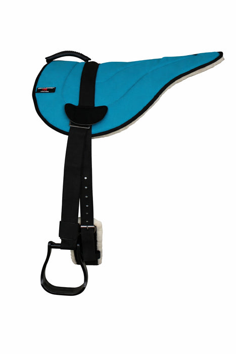 Challenger Western Lightweight Bareback Saddle Pad with Fleece Bottom, Stirrups & Cinch – Contoured Synthetic Suede Top – 23" x 30"