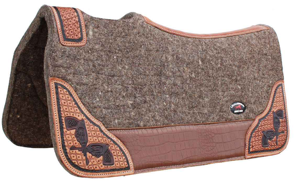 Horse Western Contoured Wool Felt Therapeutic Saddle Pad Black 39208