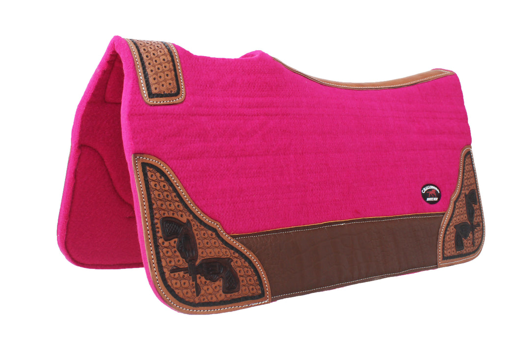 Horse 32" x 30" Western Contoured Wool Felt Therapeutic Saddle Pad Pink 39208PK