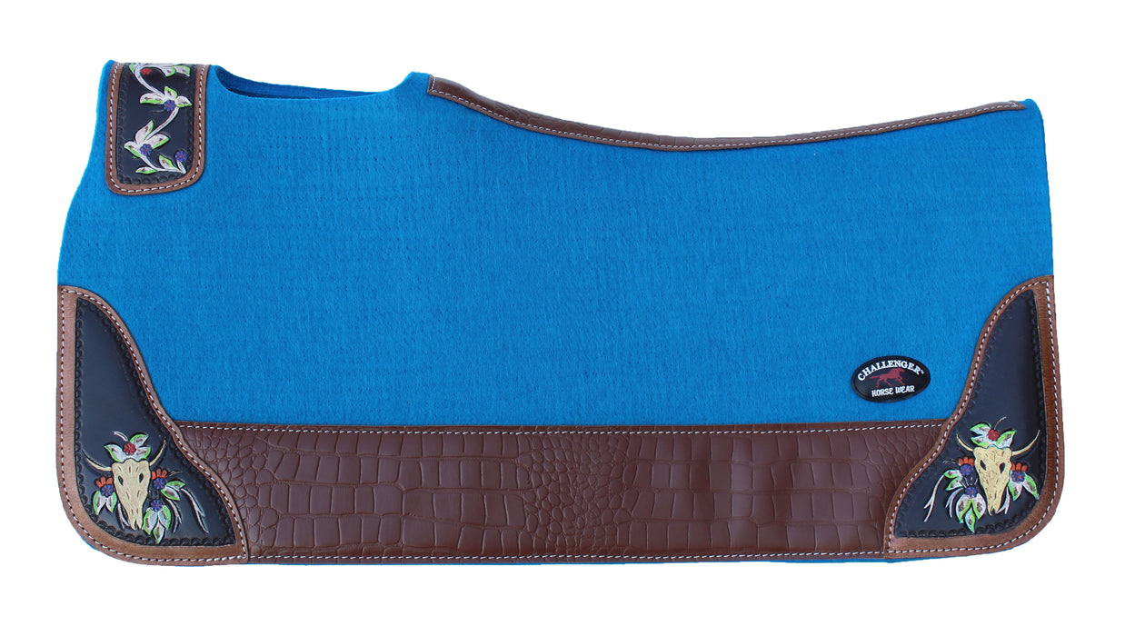 Horse Western Contoured Wool Felt Moisture Wick Saddle Pad Turquoise 39210TR