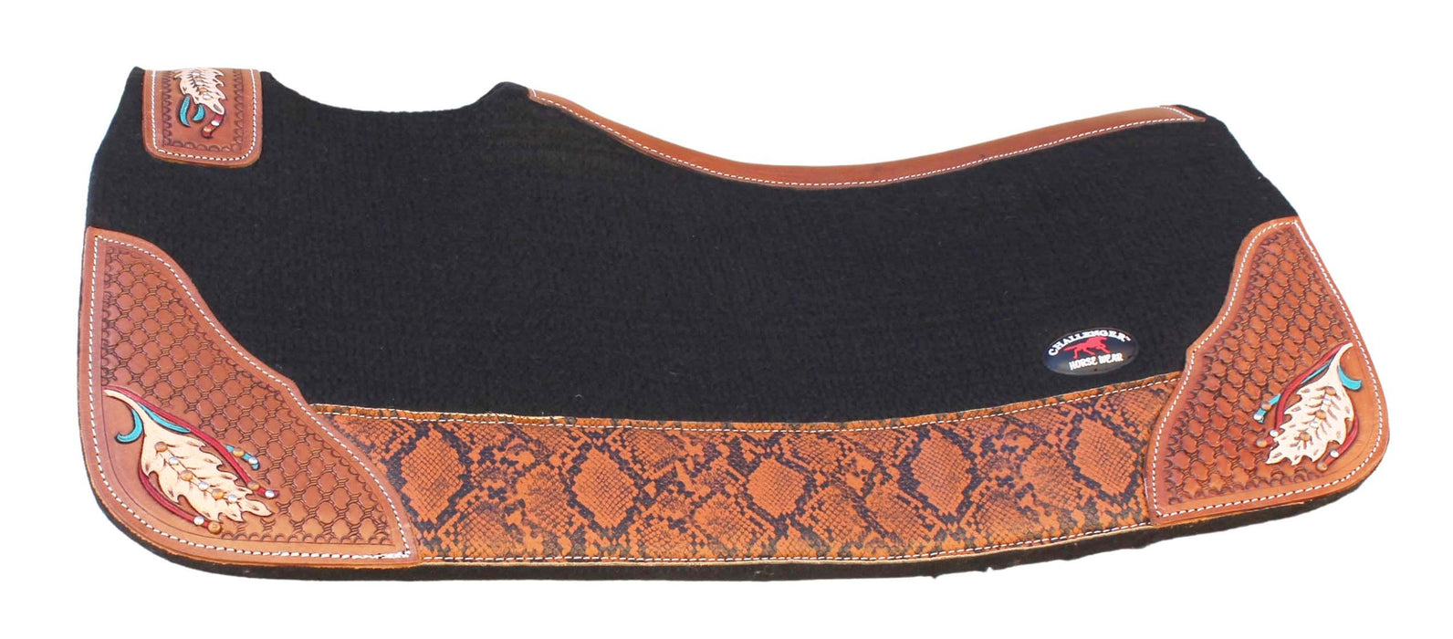 Horse 32" x 30" Western Contoured Wool Felt Therapeutic Saddle Pad Black 39216