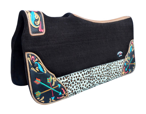 Horse 32" x 30" Western Contoured Wool Felt Therapeutic Saddle Pad Black 39217