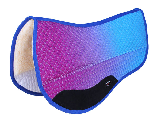 Horse Western 28"x30" Quilted Barrel Contoured Fur Padded Saddle Pad Ombre 39222