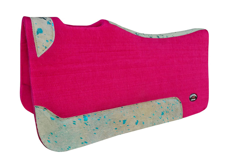 Horse 32" x 30" Western Contoured Wool Felt Therapeutic Saddle Pad Pink Metallic Hairon 39232PK