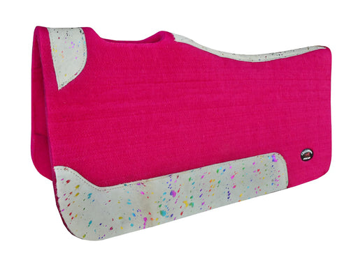 Horse 32" x 30" Western Contoured Wool Felt Therapeutic Saddle Pad Hairon Pink 39233PK