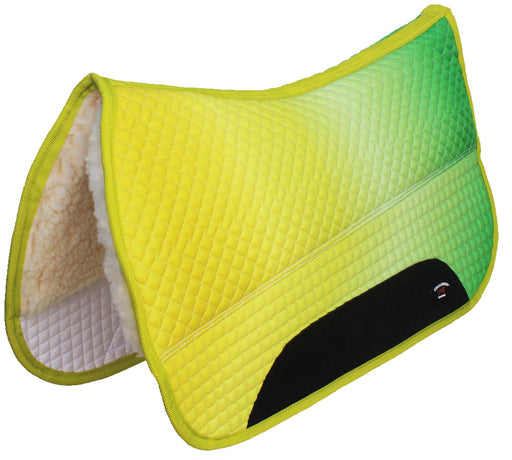 Horse Western 28"x32" Quilted Barrel Contoured Fur Padded Saddle Pad Yellow Ombre 39241