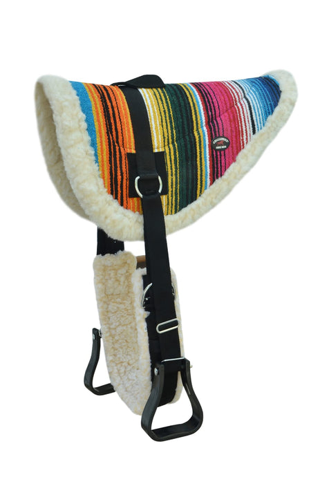 Horse Western Treeless Faux Fur Padded Serape Acrylic Bareback Pad Stirrups 39248v