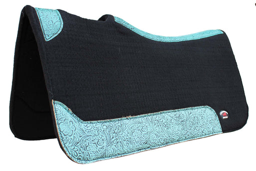 Horse 32"x30" Western Contoured Wool Felt Patina Floral Saddle Pad 39258
