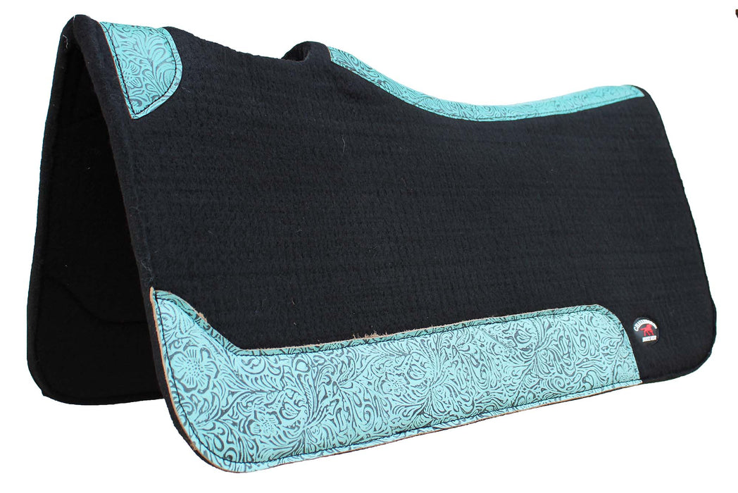 Horse 32"x30" Western Contoured Wool Felt Patina Floral Saddle Pad 39258