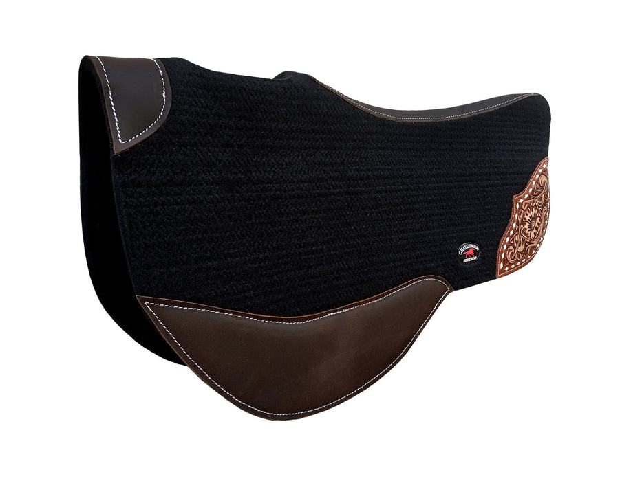 Horse 32"x32" Western Contoured Wool Felt Round Barrel Saddle Pad Black 39259