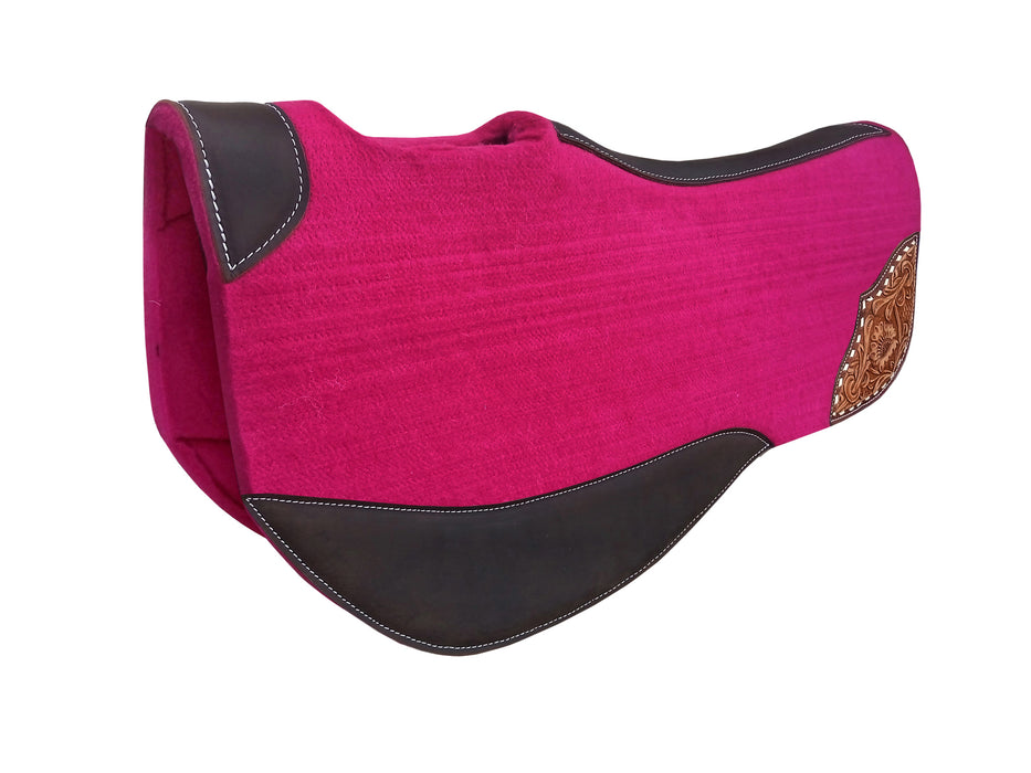 Horse 32"x32" Western Contoured Wool Felt Round Barrel Saddle Pad Black 39259