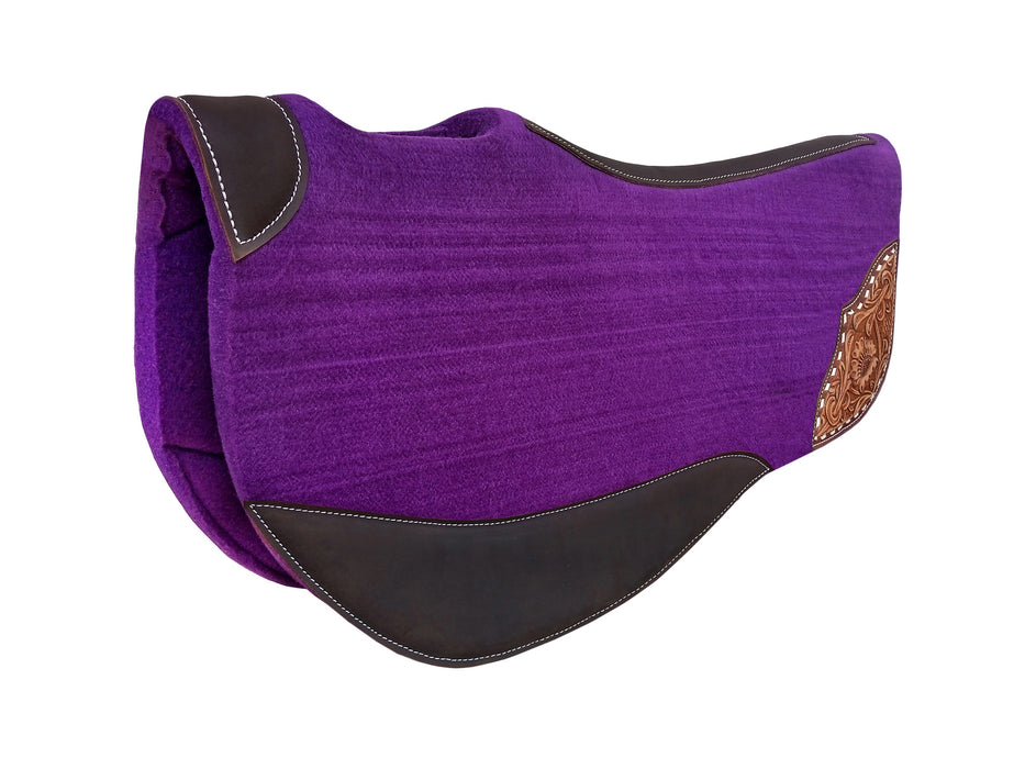 Horse 32"x32" Western Contoured Wool Felt Round Barrel Saddle Pad Black 39259