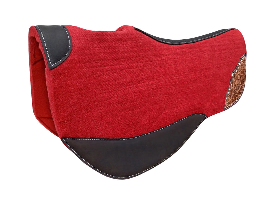 Horse 32"x32" Western Contoured Wool Felt Round Barrel Saddle Pad Black 39259
