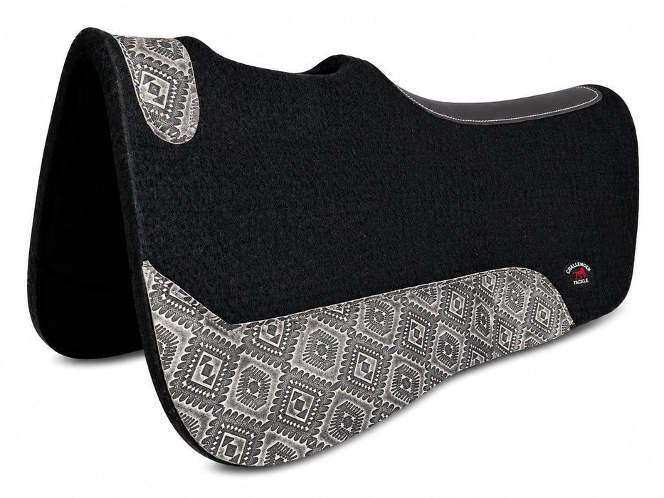 Challenger 30x30 Contoured Wool Felt Western Saddle Pad Embossed Wear Leathers 3926CON