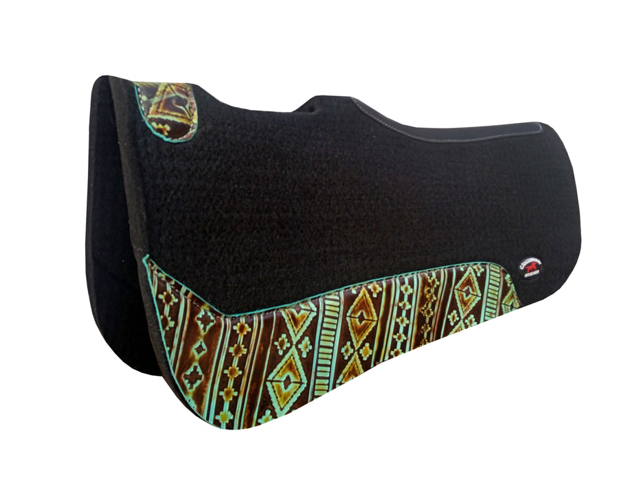 Challenger 30x30 Contoured Wool Felt Western Saddle Pad Embossed Wear Leathers 3926CON
