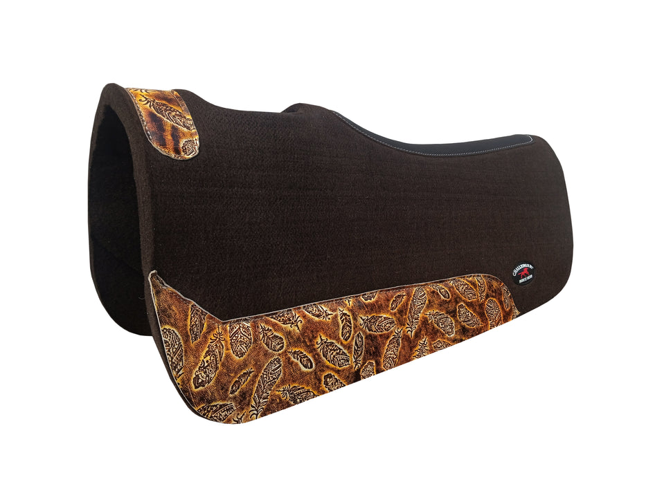 Challenger 30x30 Contoured Wool Felt Western Saddle Pad Embossed Wear Leathers 3926CON