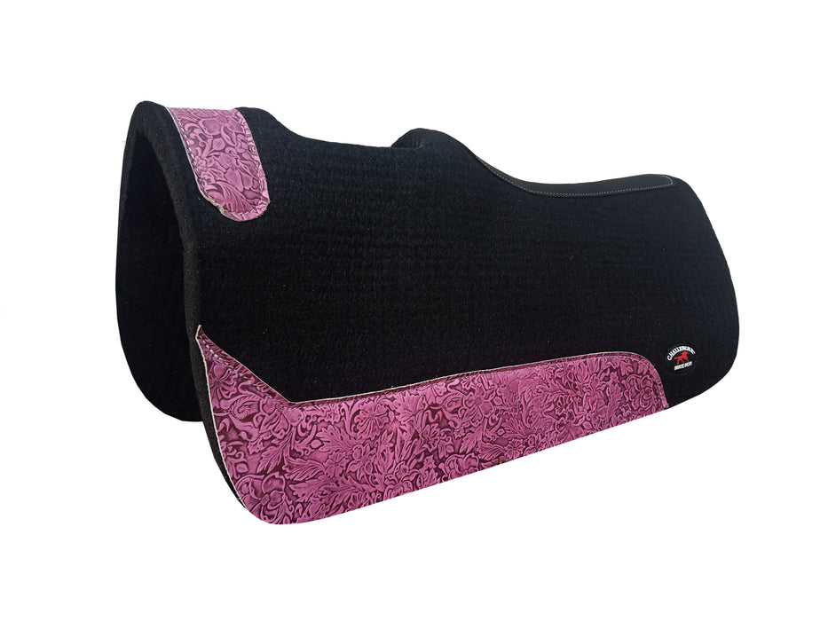 Challenger 30x30 Contoured Wool Felt Western Saddle Pad Embossed Wear Leathers 3926CON