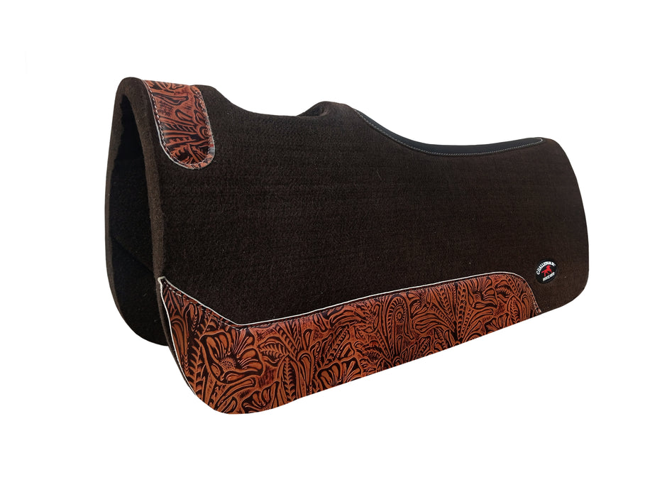 Challenger 30x30 Contoured Wool Felt Western Saddle Pad Embossed Wear Leathers 3926CON