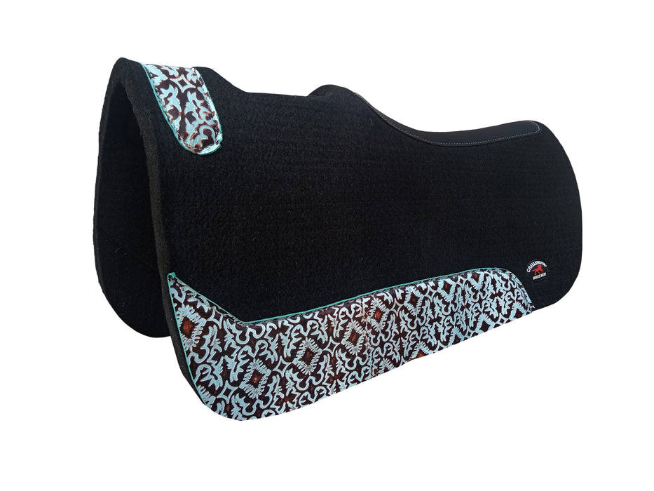 Challenger 30x30 Contoured Wool Felt Western Saddle Pad Embossed Wear Leathers 3926CON