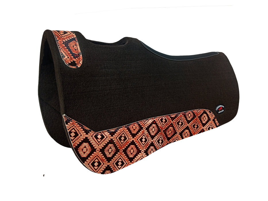 Challenger 30x30 Contoured Wool Felt Western Saddle Pad Embossed Wear Leathers 3926CON