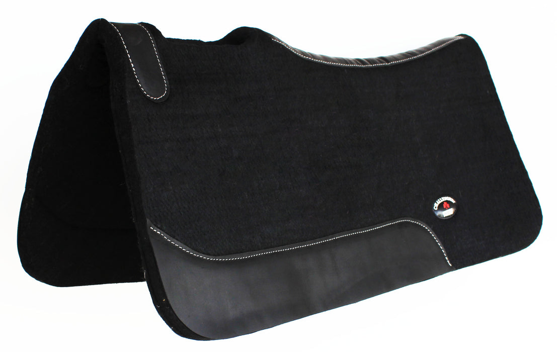 Challenger 32x30 Western Wool Felt Therapeutic Saddle Pad - Contoured Fit With Leather Wear Patches
