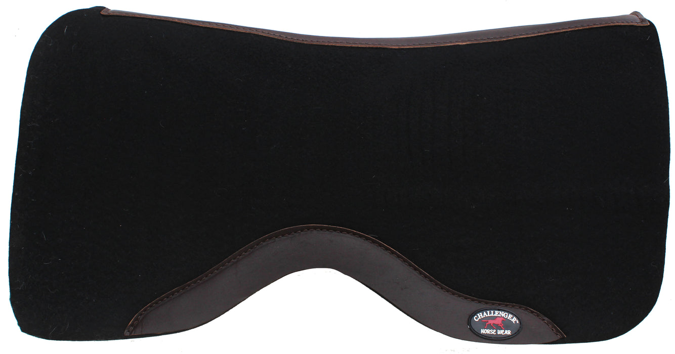 Horse SADDLE PAD Western Contoured Wool Felt Moisture Wicking Black 39RT