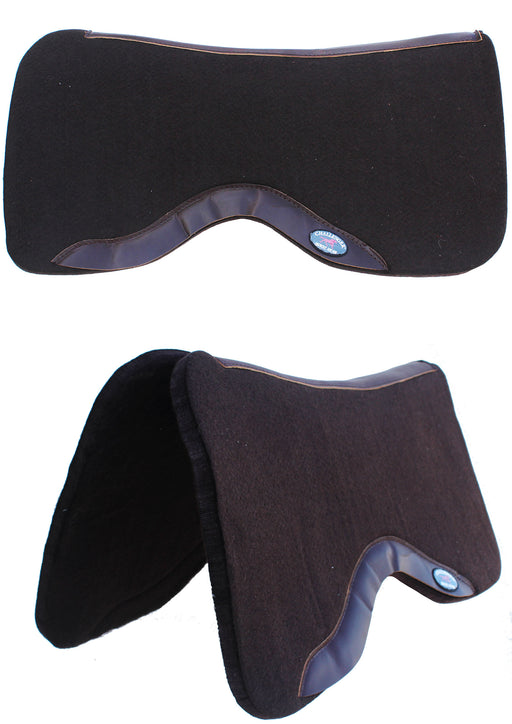 Horse SADDLE PAD Western Contoured Wool Felt Moisture Wicking Black 39RT