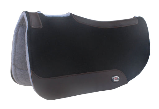 7/8" Thick Horse Western Contoured Barrel All Purpose Wool Felt Saddle Pad Black 39RT20BK