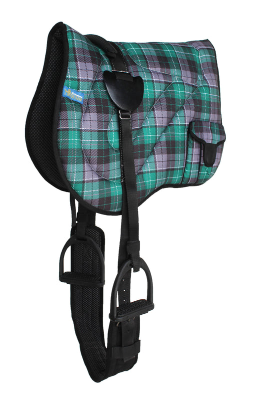 Horse Neoprene Padded Anti-Slip Bareback Saddle Pad Blue Plaid 39TS04