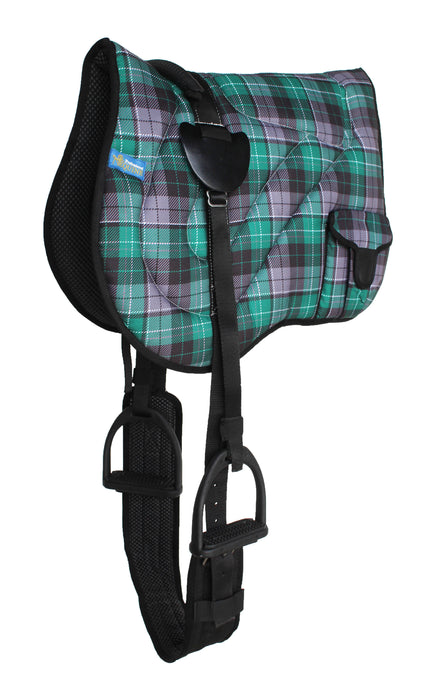 Horse Neoprene Padded Anti-Slip Bareback Saddle Pad Blue Plaid 39TS04