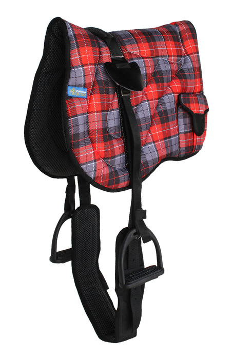 Horse Neoprene Padded Anti-Slip Bareback Saddle Pad Blue Plaid 39TS04