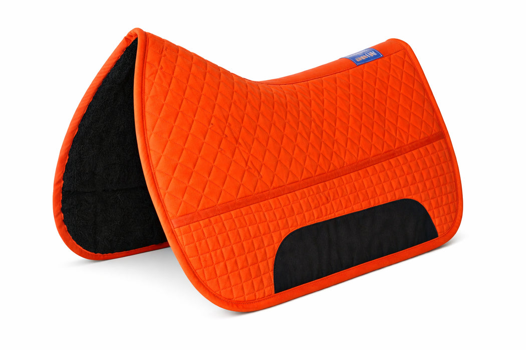 Challenger Quilted Western Saddle Pad with Fleece Underside – 26” Spine x 16” Drop – Shock-Absorbing, Contoured Fit, Durable Square Pad for Western Saddles