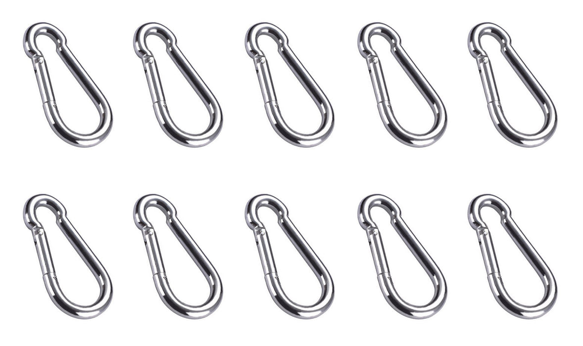 3/8" x 3-1/2" Zinc-Plated Spring Loaded Snap Hook Caribener Clips for Keychain, Backpack, Outdoors 40334