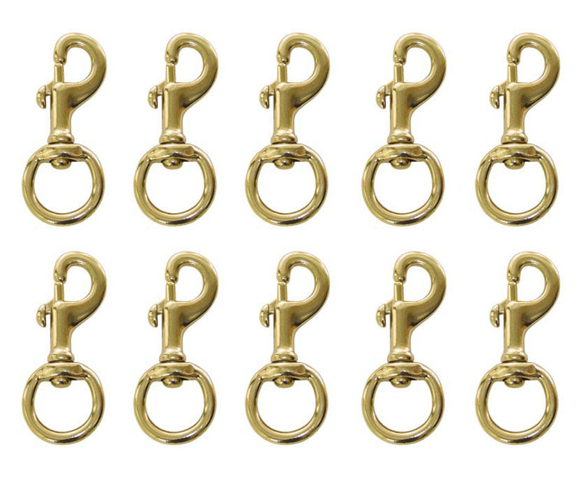 3/4" x 3-1/8" Brass Plated Heavy Duty Swivel Round Eye Bolt Snaps 40380