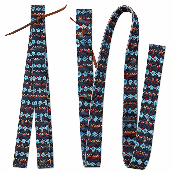 Challenger Turquoise Nylon Billet & Tie Strap Set Western Saddle Rigging with Leather Tie Ends 404JSet