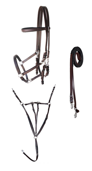 Horse PVC Endurance RACING  3-PCS Set Halter Bridle Breast Collar Reins 40MIB01