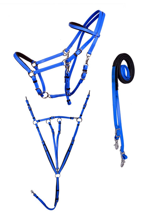 Horse PVC Endurance RACING  3-PCS Set Halter Bridle Breast Collar Reins 40MIB01