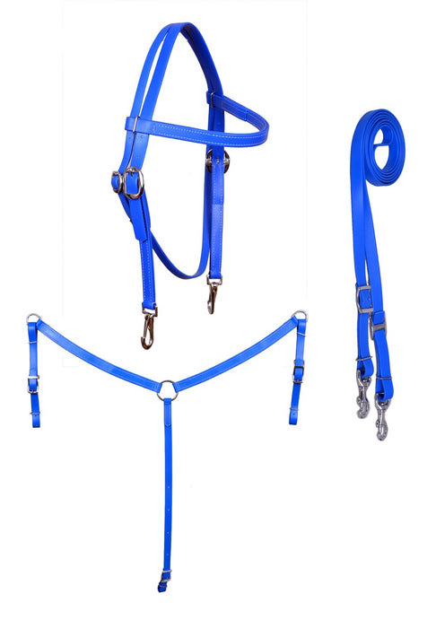 Horse Western Biothane 3-Piece Tack Set Bridle Breast Collar Reins 40MIB02