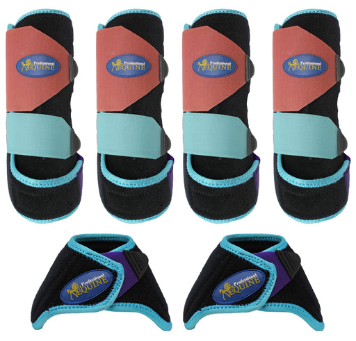 Horse Medium Professional Equine Sports Medicine Splint Boots Bell Black 4113D