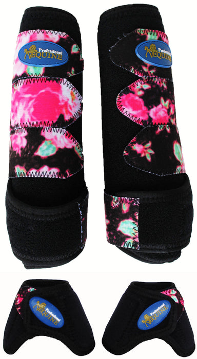 Medium Professional Equine Horse Sports Medicine Splint Boots Bell Floral 4135B