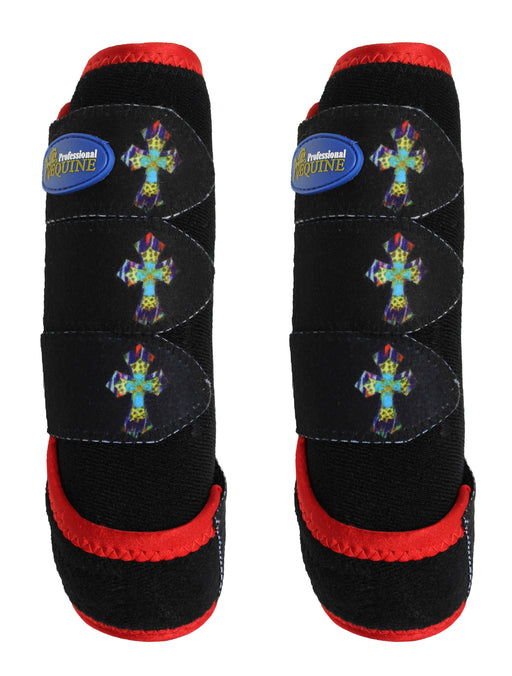 Horse  Medium Sports Medicine Splint Boots Cross Black 4182A